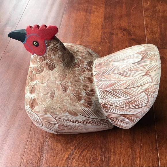 Big Folk Art Hand Painted Chicken, Lightweight, Perfect for a Country Kitchen - Picture 14 of 16